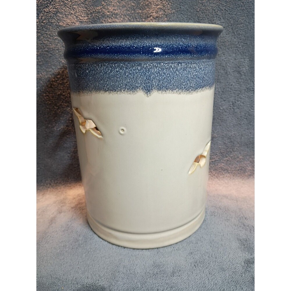 Retired Yankee Candle Lighthouse Ceramic Candle Holder Set Coastal Nautical Blue - Picture 12 of 16